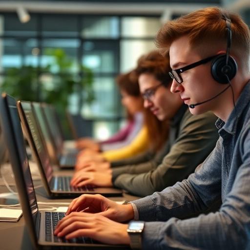 Developers coding and collaborating