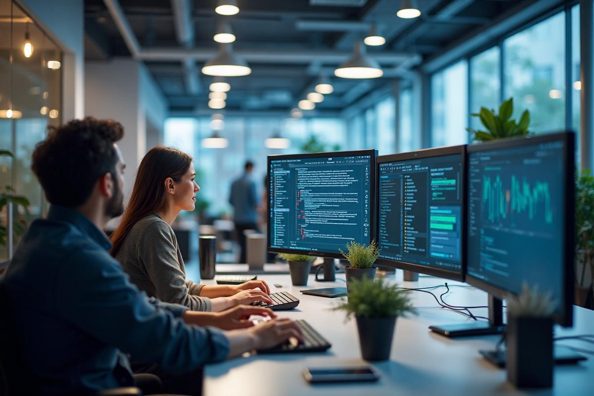 Modern office workspace environment