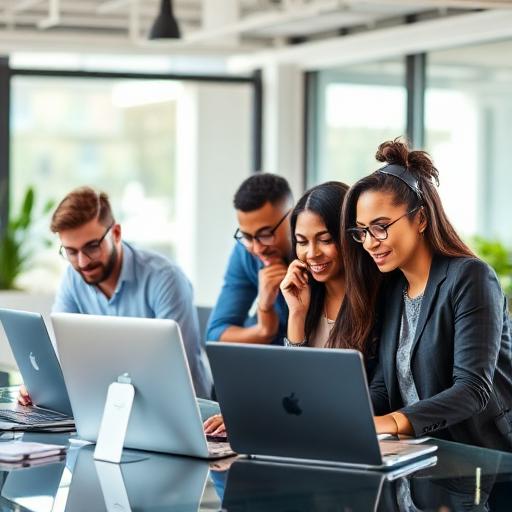 Team collaboration in modern office